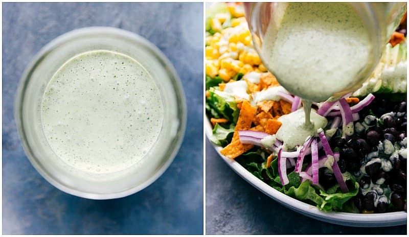 Image of the creamy dressing that goes over this BBQ Chicken Salad