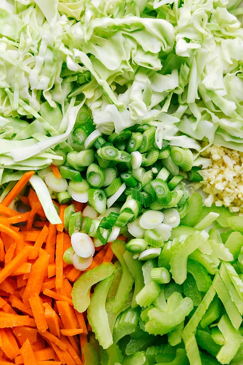 Image of all the freshly chopped veggies that go into this dish.