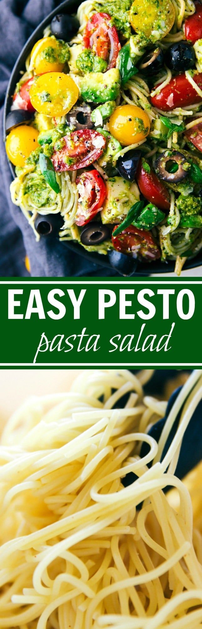 spaghetti with pesto and veggies