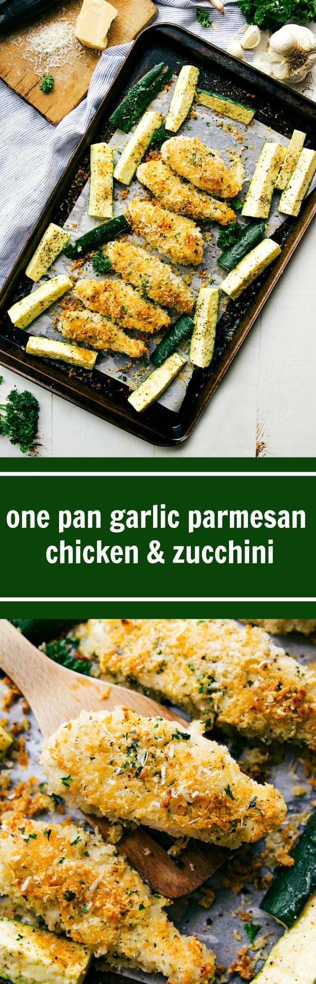 ONE PAN Simple Garlic Parmesan Chicken with Zucchini and the BEST 3-ingredient chicken sauce
