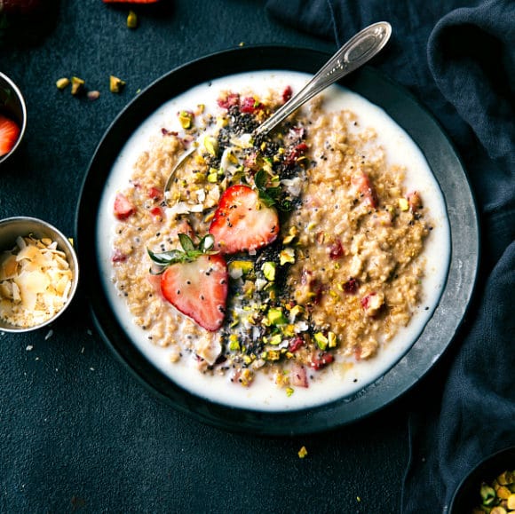 Strawberries and Cream Oatmeal | Chelsea's Messy Apron