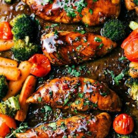 ONE PAN Balsamic Chicken and Veggies