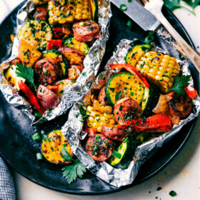 Tin Foil Sausage and Veggies Dinner