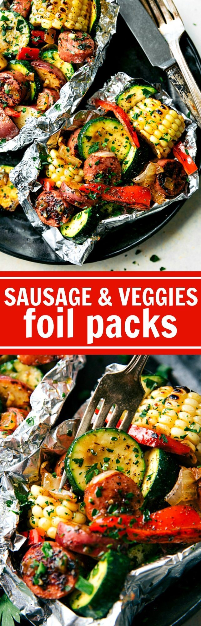 easy tin foil sausage and veggies dinner