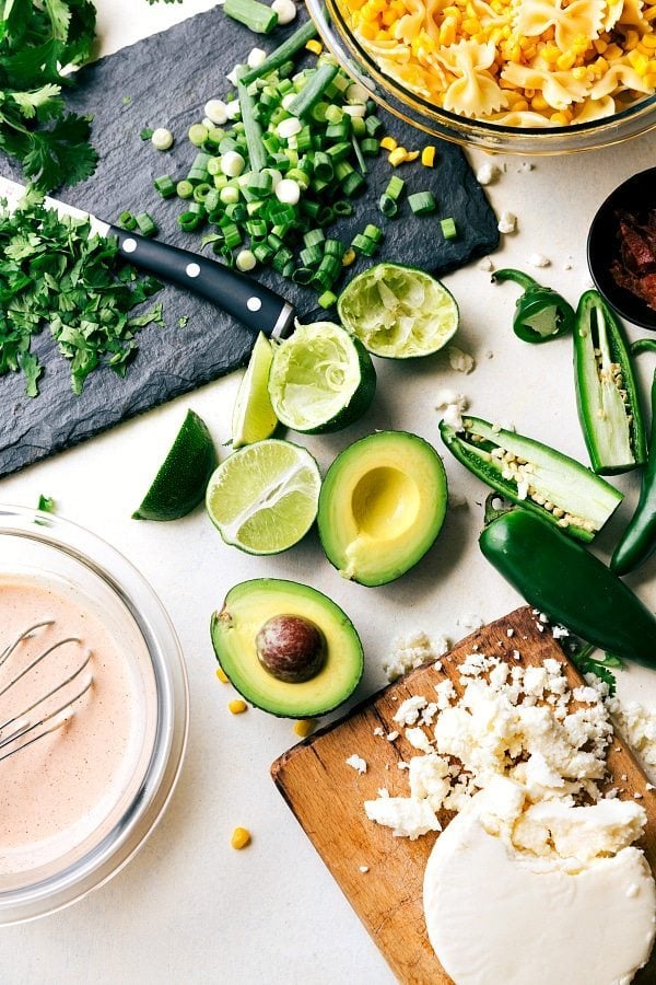 Ingredients for Mexican Street Corn Pasta Salad