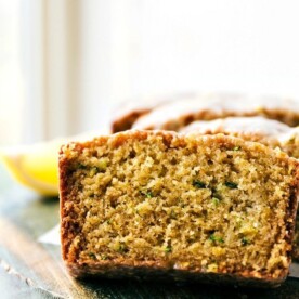 The delicious and flavorful lemon zucchini bread cut into slices.