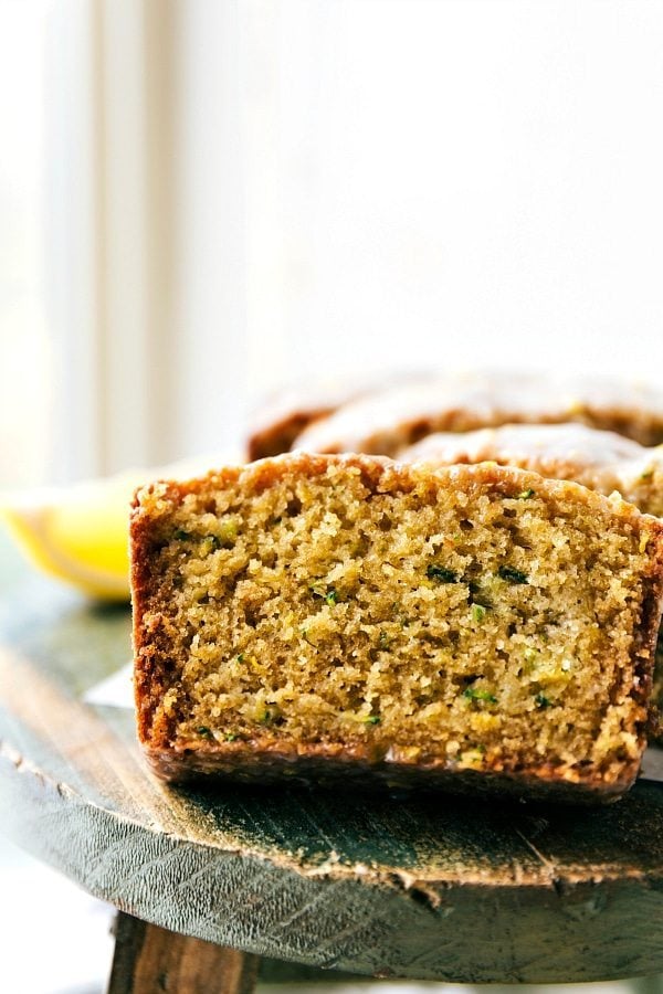 The delicious and flavorful lemon zucchini bread cut into slices.