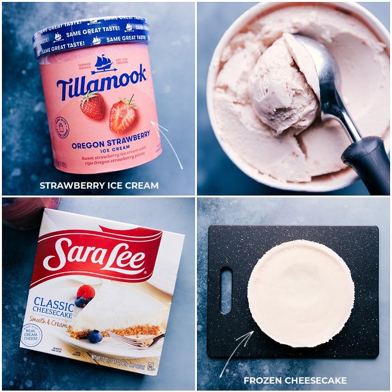 Ingredient shots-- images of the ice cream and cheesecake used in this recipe