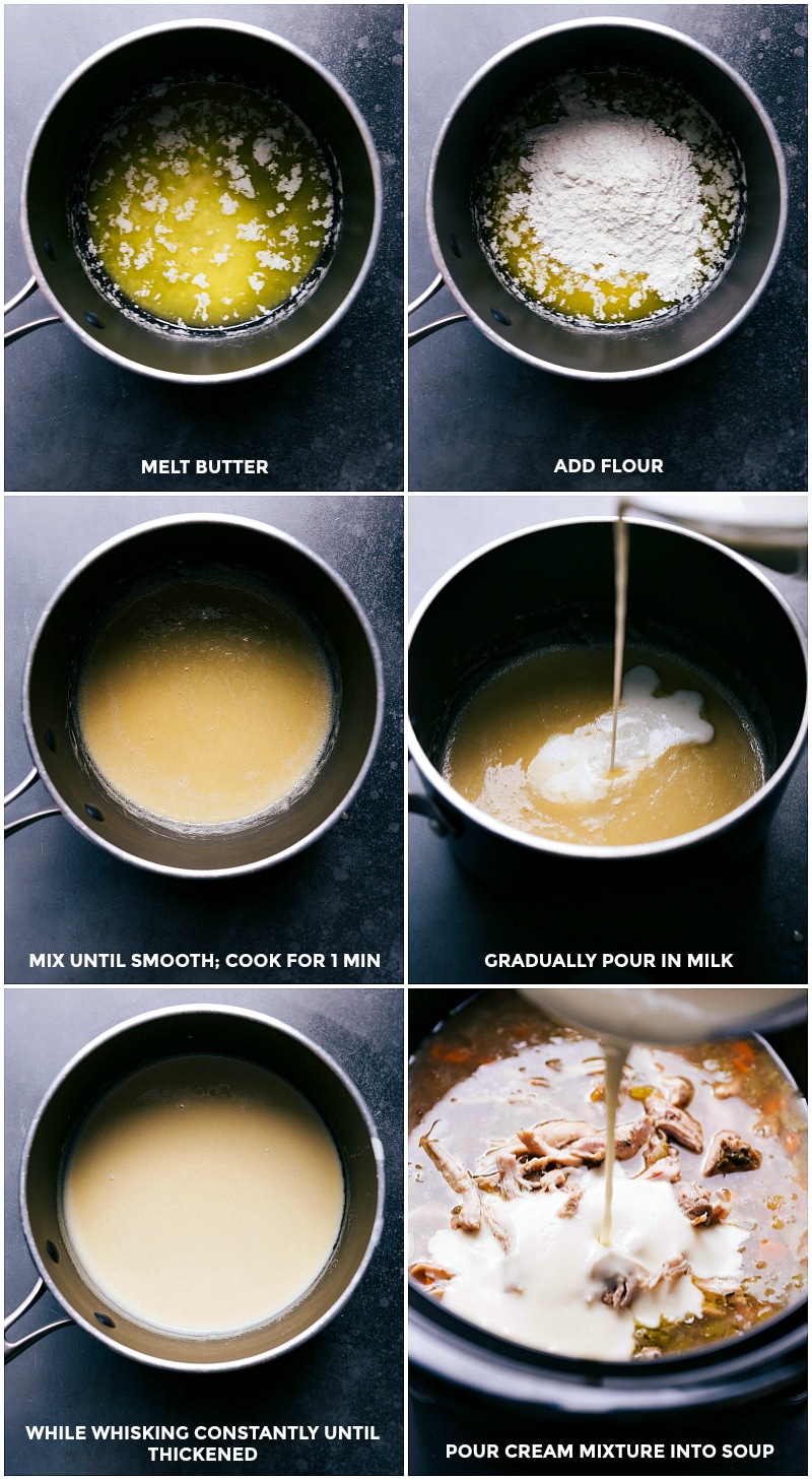 Process shots-- images of the cream sauce being made and added to the slow cooker.