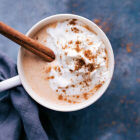 Indulgent pumpkin spice latte steamer, a warm and comforting fall beverage.