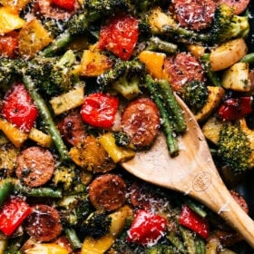 Sheet Pan Sausage and Veggies - The Girl Who Ate Everything