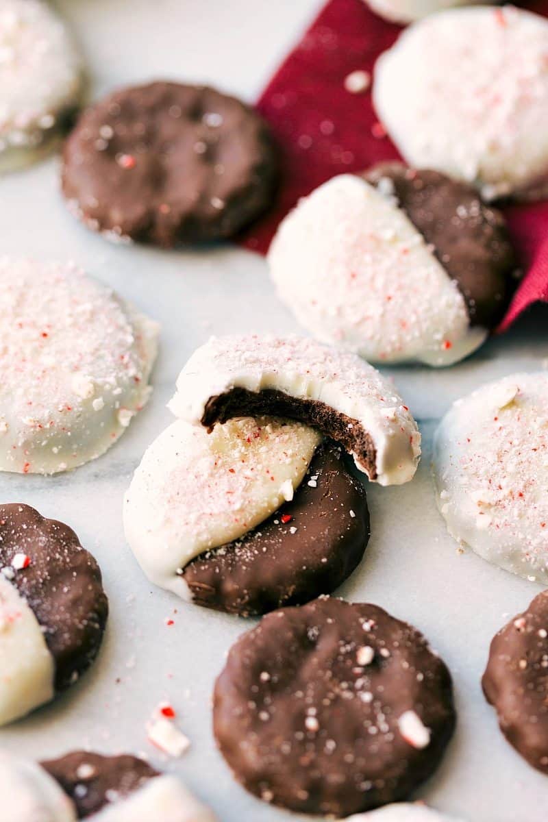 Image of the Peppermint Bark Cookies that go along with these Christmas treats