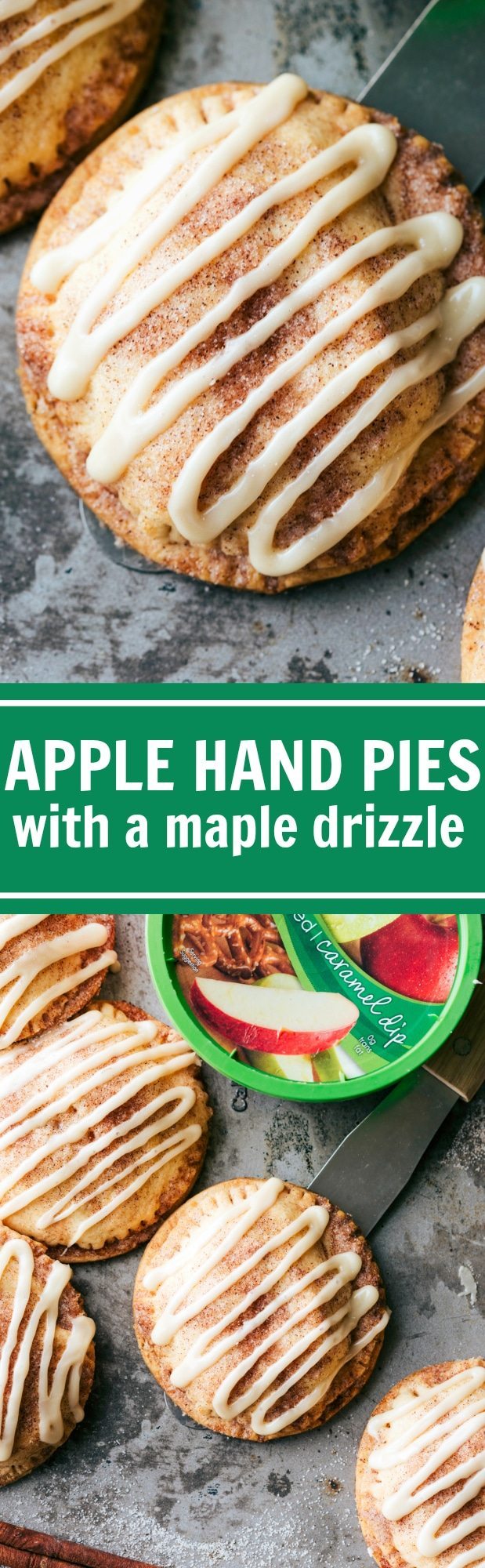 Delicious and flakey hand apple pies with an amazing maple-sugared glaze via chelseasmessyapron.com
