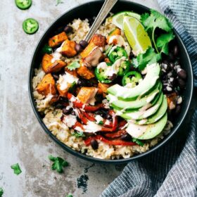 One Skillet Sweet Potato Burrito Bowl