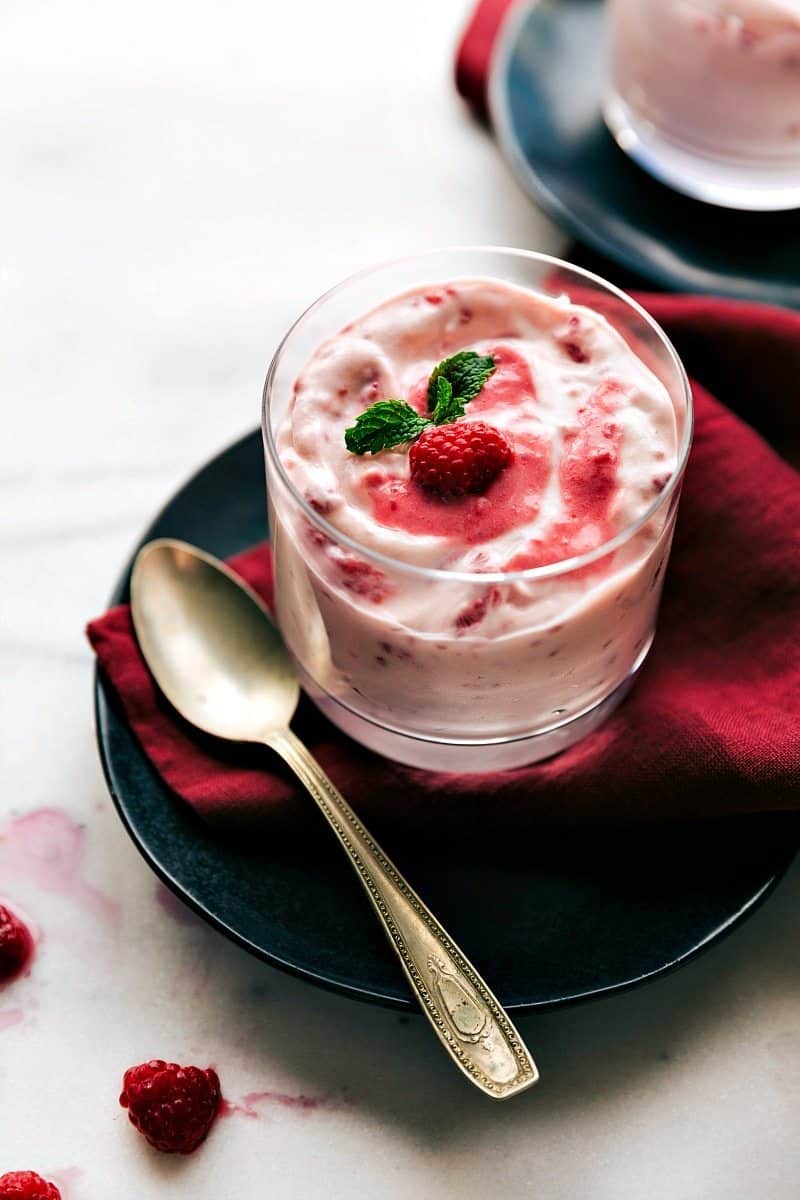 Image of the salad in a cup with a spoon on the side