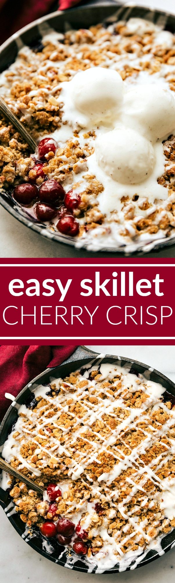 The BEST easy tart CHERRY CRISP -- packed with flavor and so easy to make! via chelseasmessyapron.com