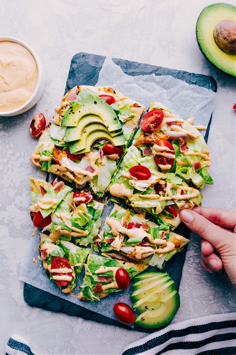 Chipotle Chicken Flatbread sliced and ready to be served