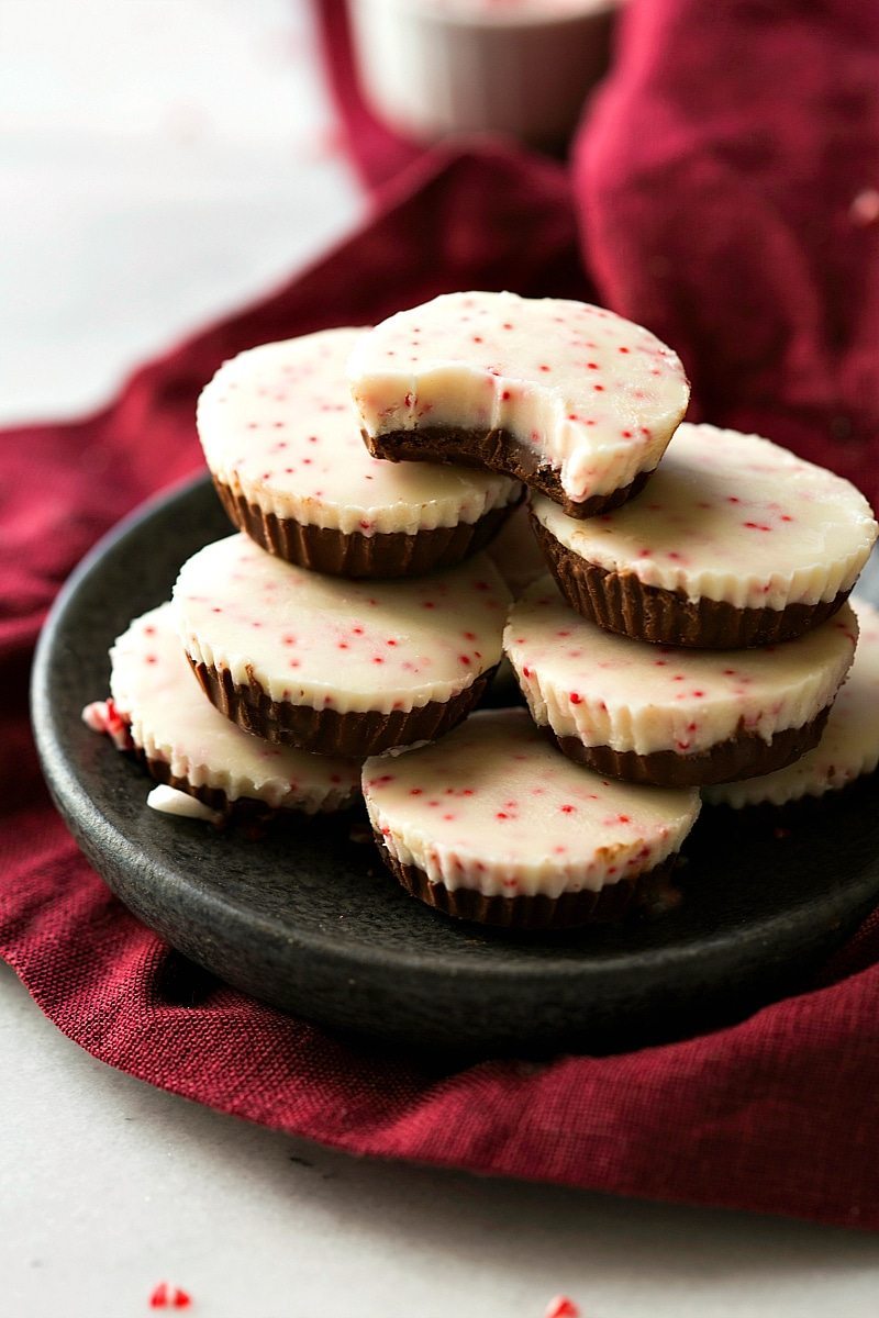 PEPPERMINT BARK BITES. A collection of four different MUFFIN TIN TREATS all with just 3-ingredients. No baking required! Perfect for sharing with friends/family, giving out as gifts, bringing into work, or enjoying yourself! via chelseasmessyapron.com