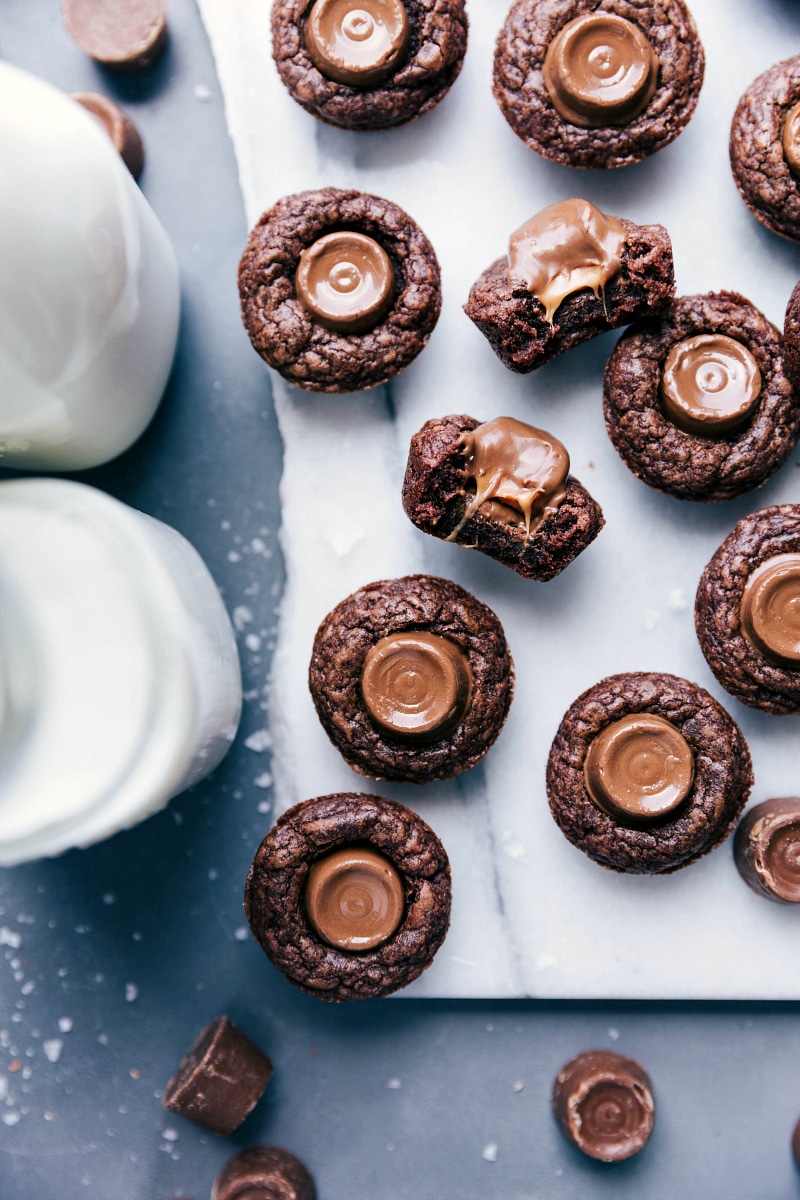 Overhead view of Mini Brownie BItes with Rolos