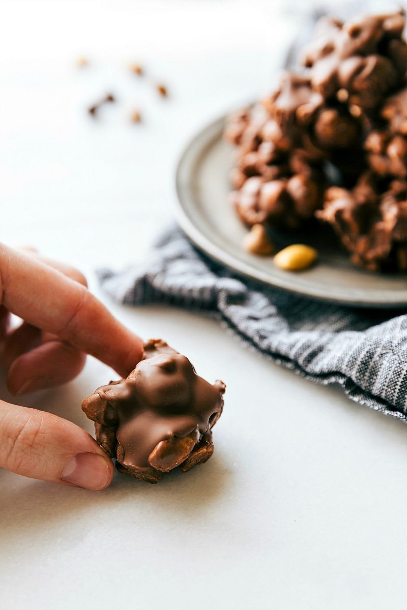 PEANUT CLUSTERS. A collection of four different MUFFIN TIN TREATS all with just 3-ingredients. No baking required! Perfect for sharing with friends/family, giving out as gifts, bringing into work, or enjoying yourself! via chelseasmessyapron.com