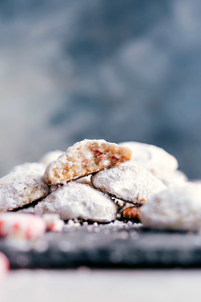 Up-close image of Peppermint Snowball Cookies