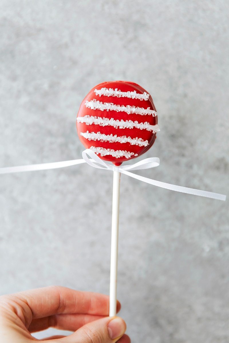 Image of the Candy Cane Oreo Pop