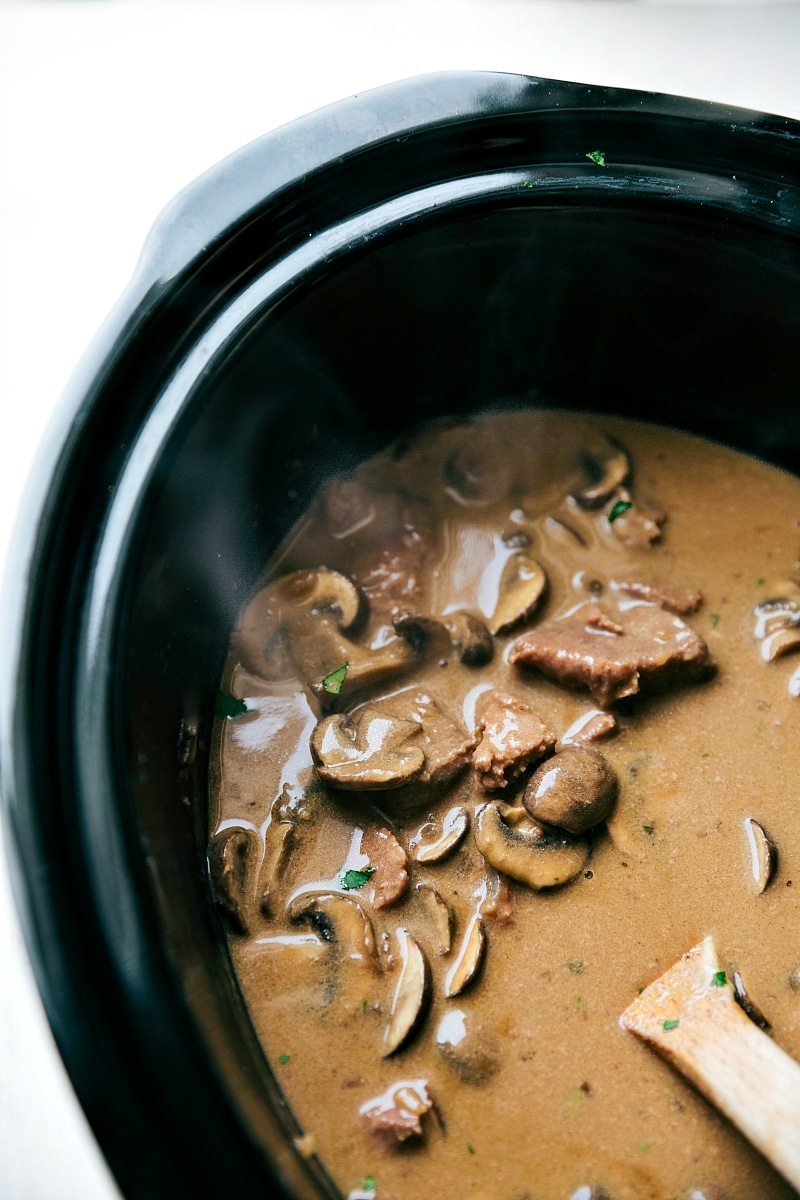 Crockpot Creamy Beef & Mushrooms Over Noodles Chelsea's Messy Apron