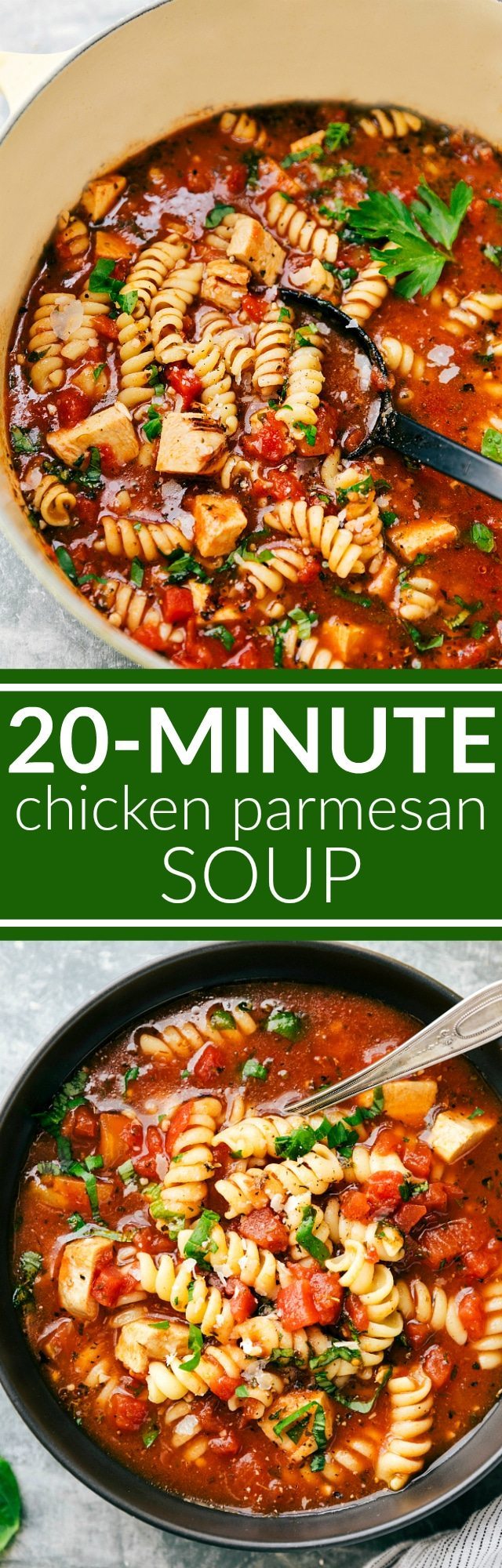 20-minute chicken parmesan soup