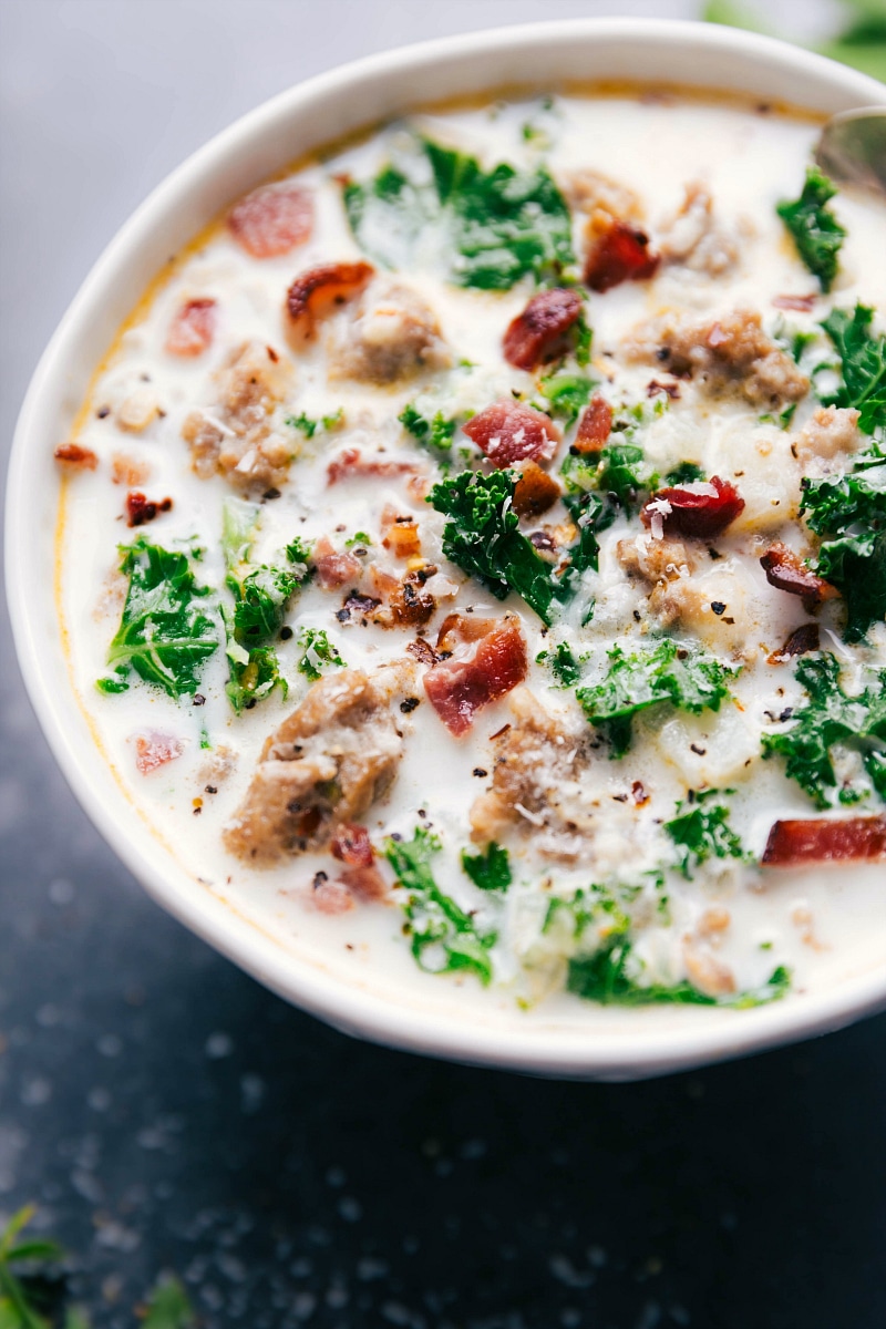 Up-close overhead image of Easy Zuppa Toscana.