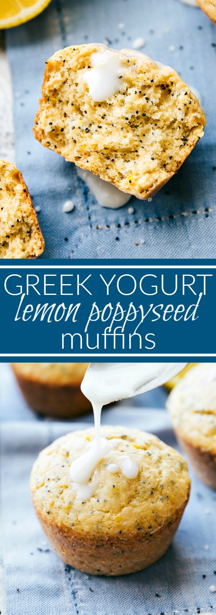 GREEK YOGURT LEMON POPPYSEED MUFFINS. Made with healthier ingredients! via chelseasmessyapron.com