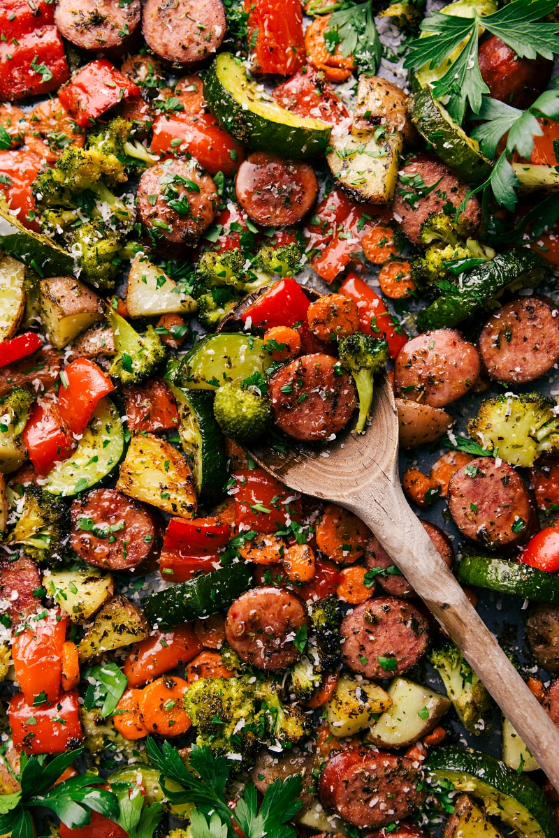 Sheet Pan Sausage and Vegetables Recipe - Dinner, then Dessert