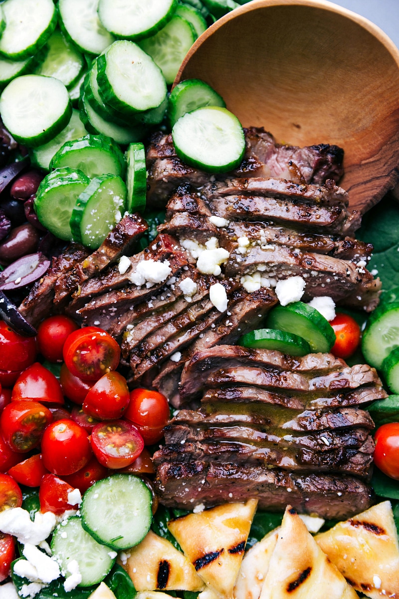 Up-close overhead image of the Grilled Steak Salad