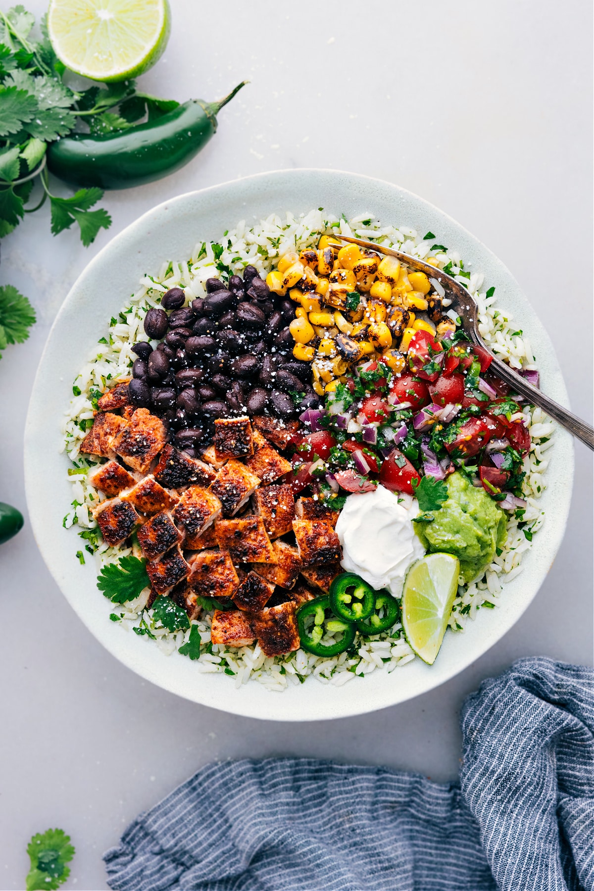 Chicken Burrito Bowls freshly made.