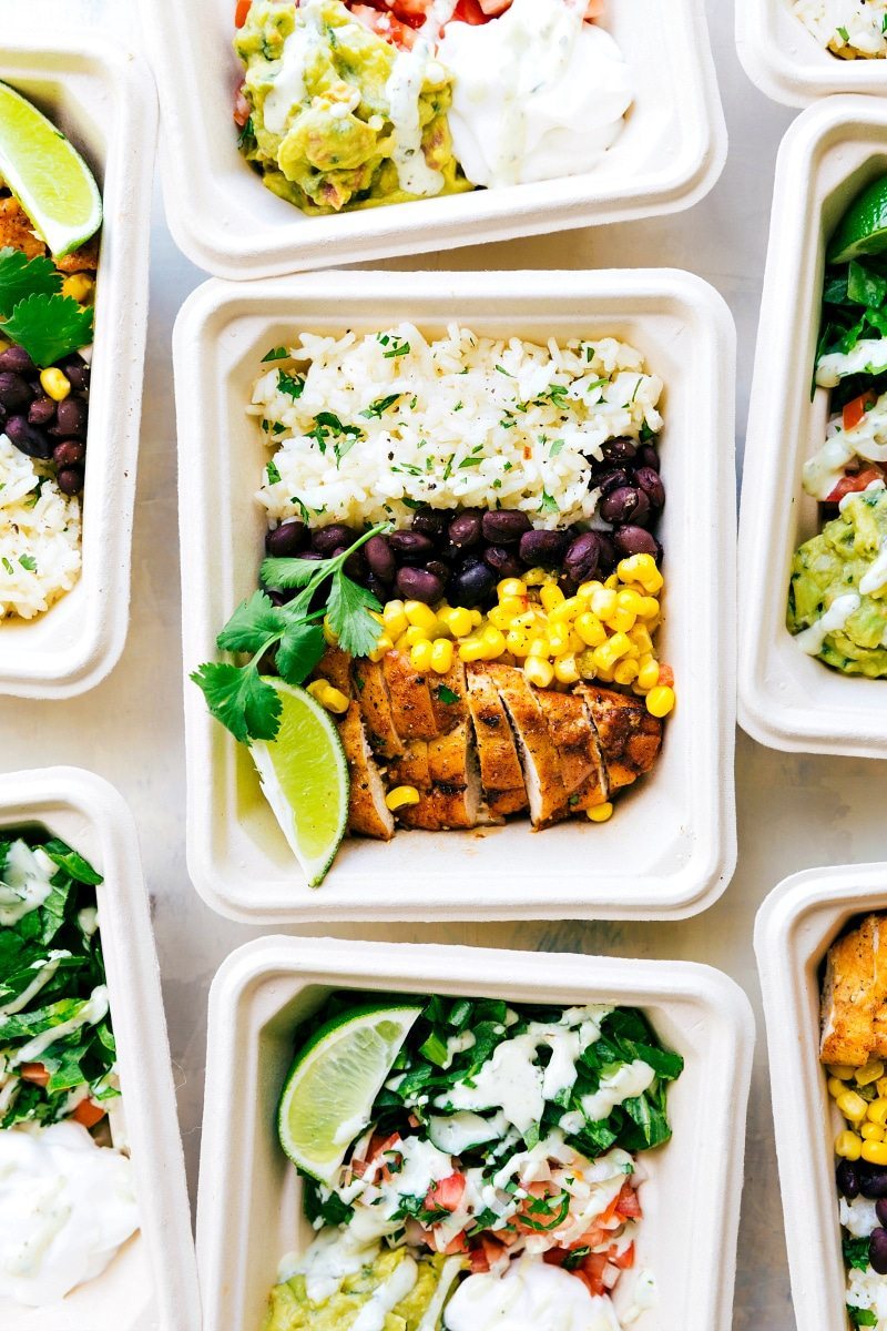 Meal Prep Chicken Burrito Bowls - Creme De La Crumb