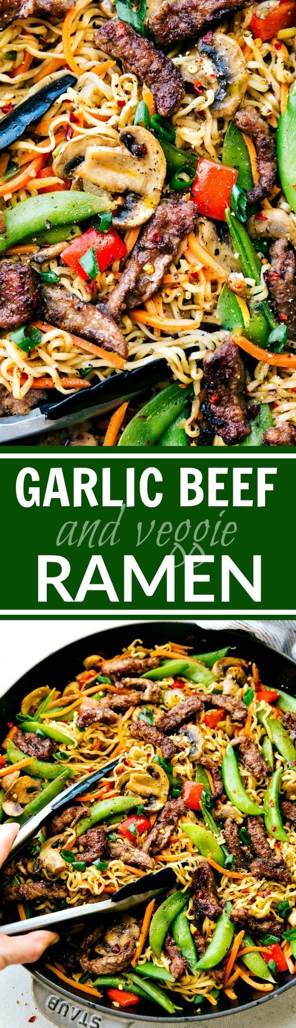 garlic beef and veggie ramen