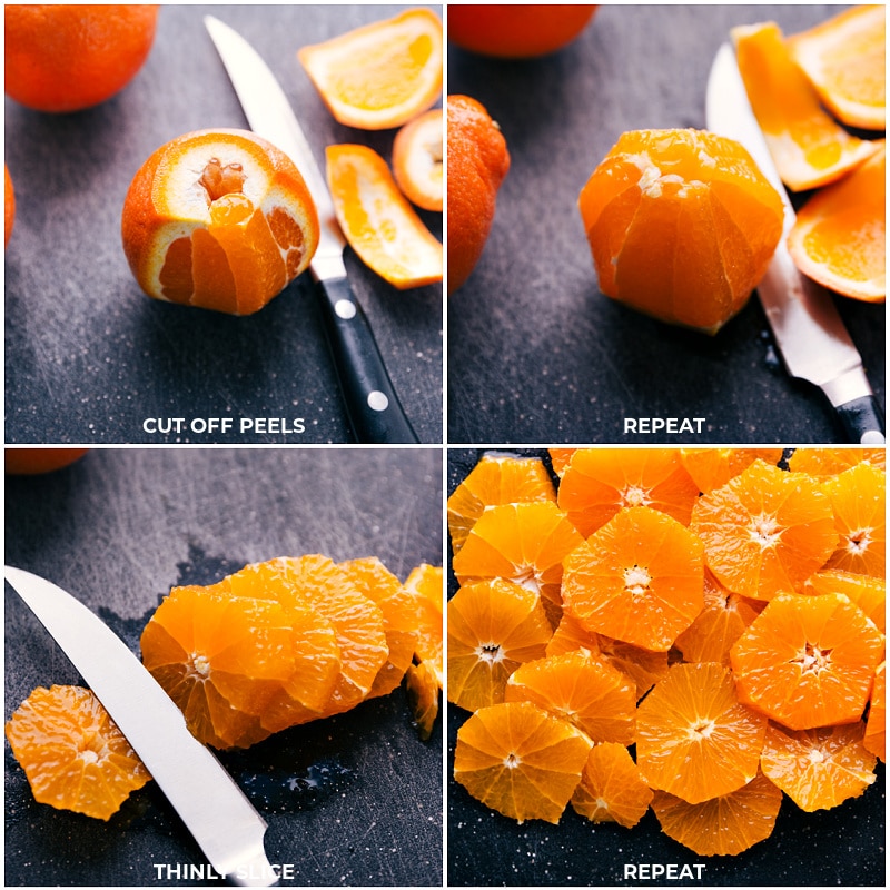 Process shots: supreming the oranges
