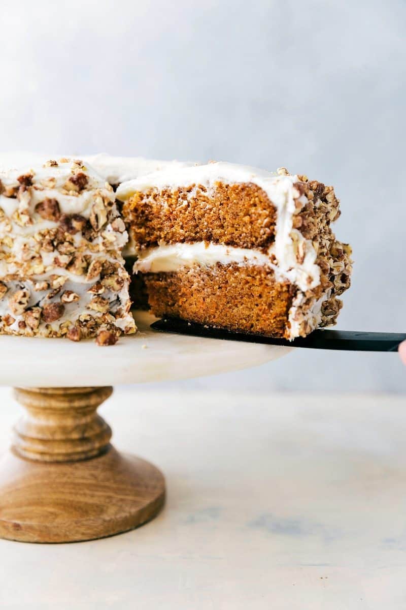 Image of a slice of the dessert being taken out