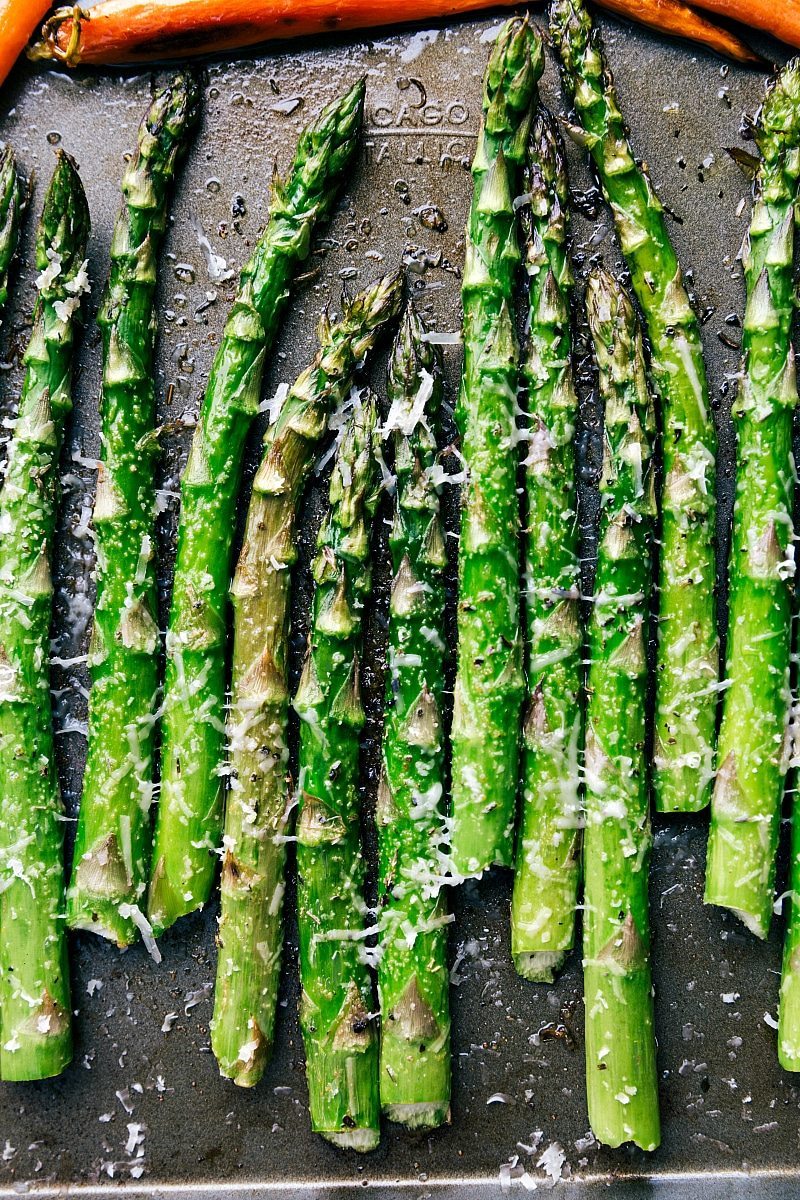 Image of the roasted asparagus that goes into this easter dinner menu