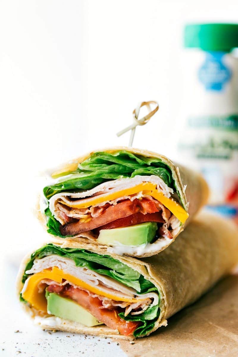 The BEST Turkey Avocado Ranch & Bacon CLUB WRAPS. Easy, healthy, delicious, and ready in under 10 minutes! I from chelseasmessyapron.com