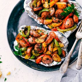 Garlic Butter Sausage & Veggies (In Foil Packs)