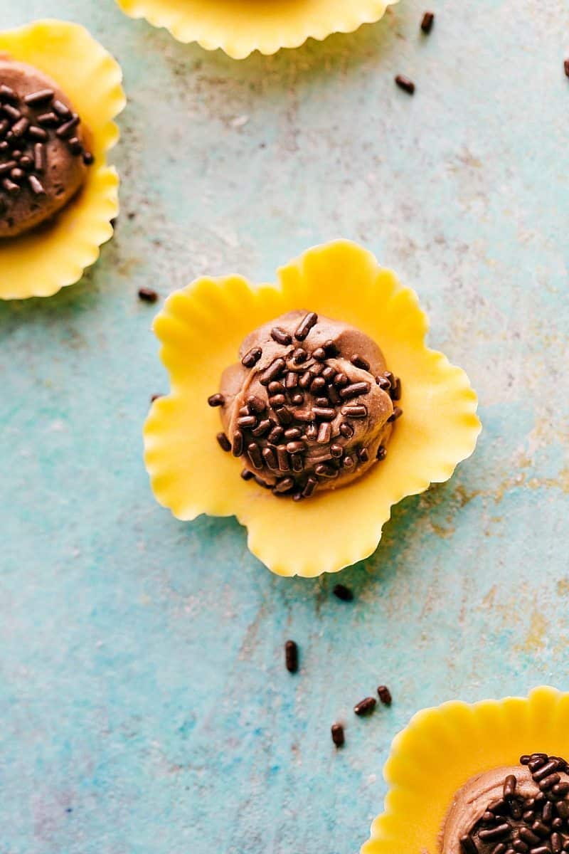 Four simple themed "Flower Treats" that are perfect for Mother's Day or Spring celebrations! Rose Cake Pops, Lemon Curd Cookie Cups, Flower Cookie Pops, & Sunflower Nutella Frosting Bites. via chelseasmessyapron.com