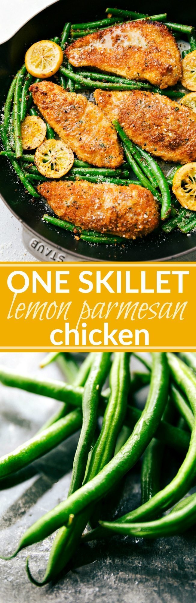 ONE SKILLET easy lemon parmesan chicken and veggies! Delicious and quick to make; 30-minute meal with little clean-up! via chelseasmessyapron.com