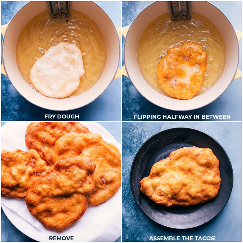Process shots-- images of the Fry Bread cooking in the oil
