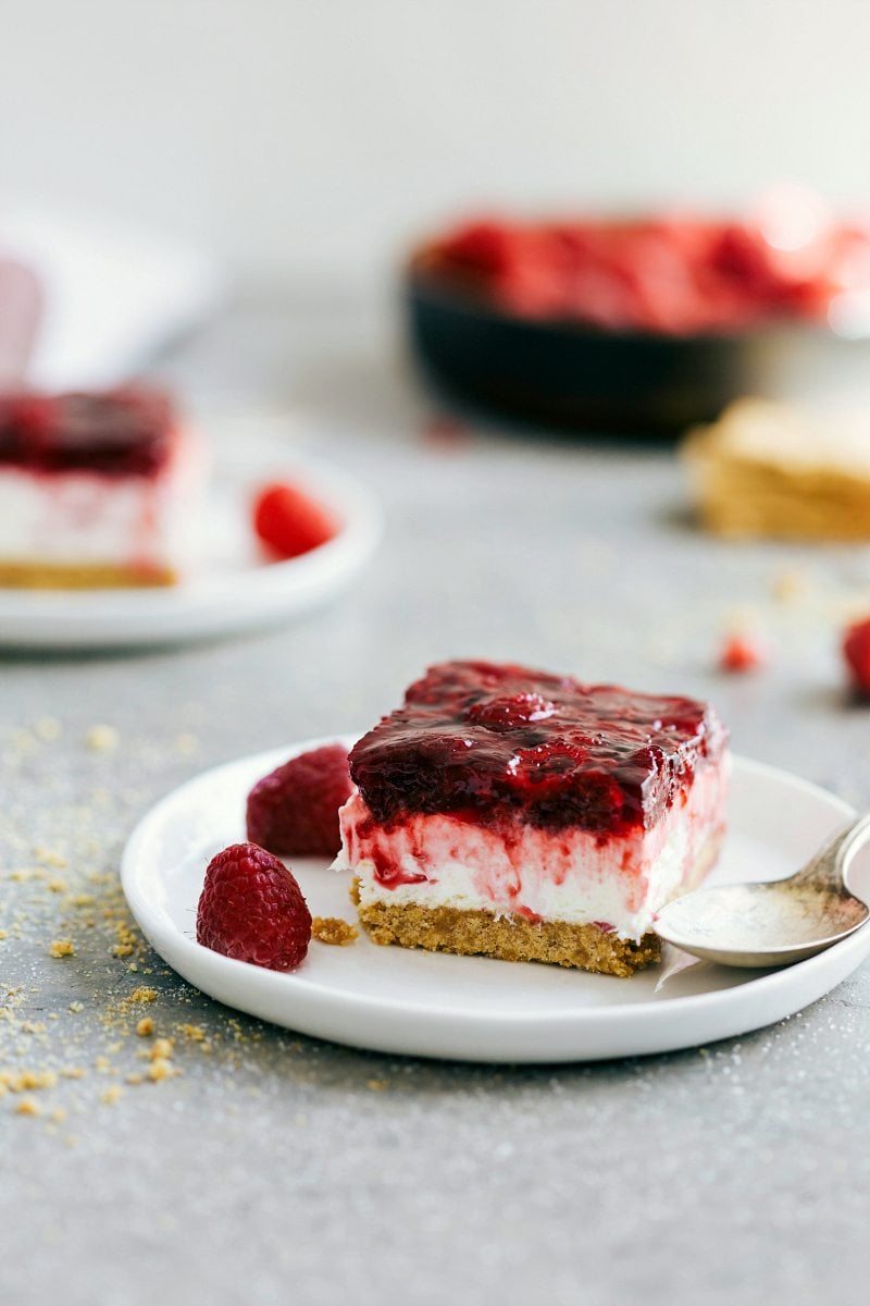 Image of the Raspberry Jello Dessert on a plate