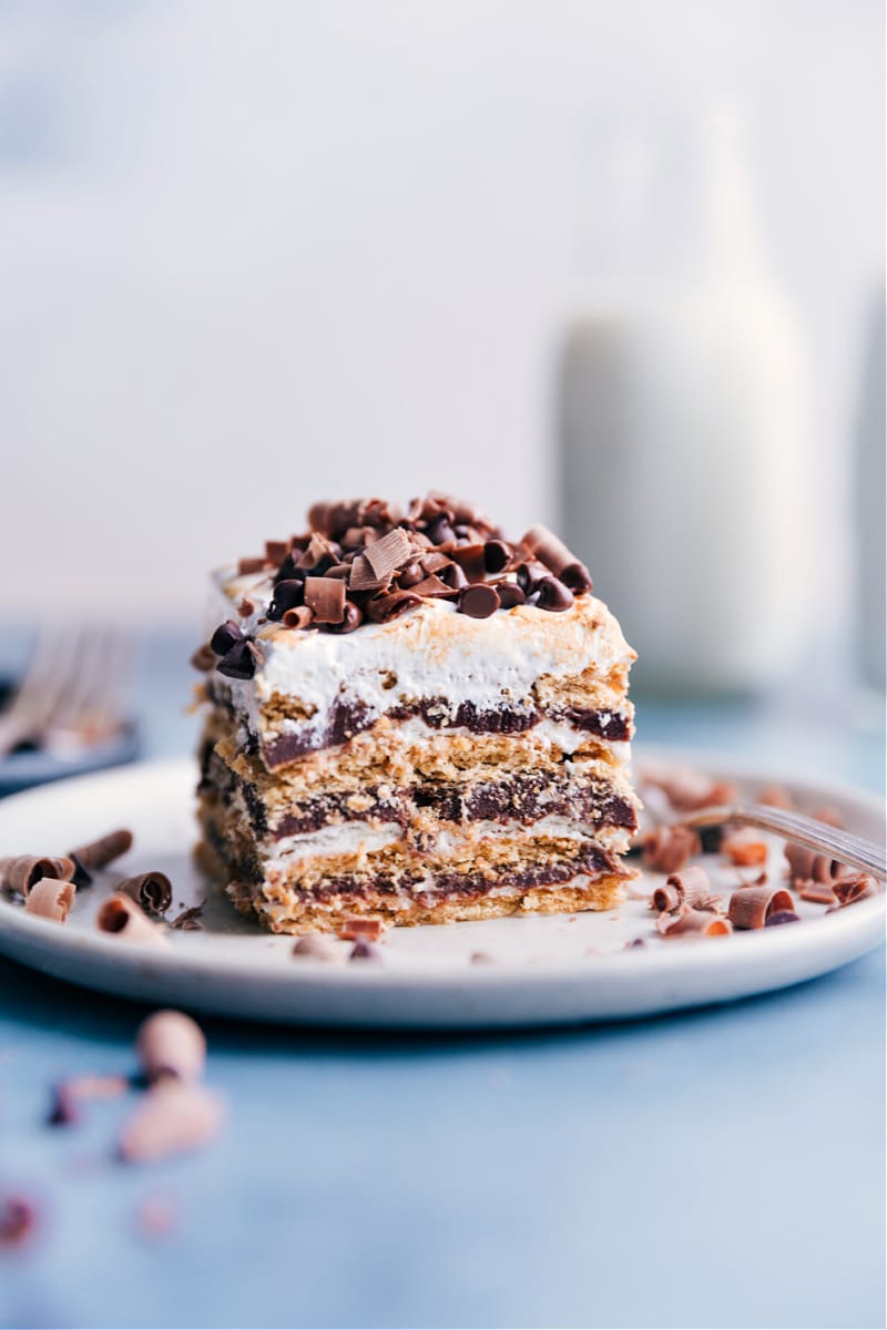 Image of the S'mores Icebox Cake on a plate