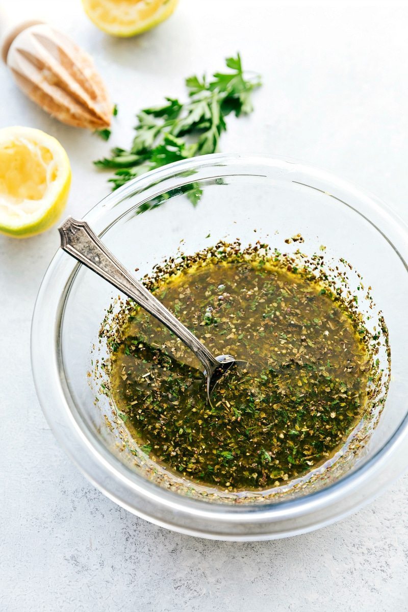 Overhead shot of steak marinade