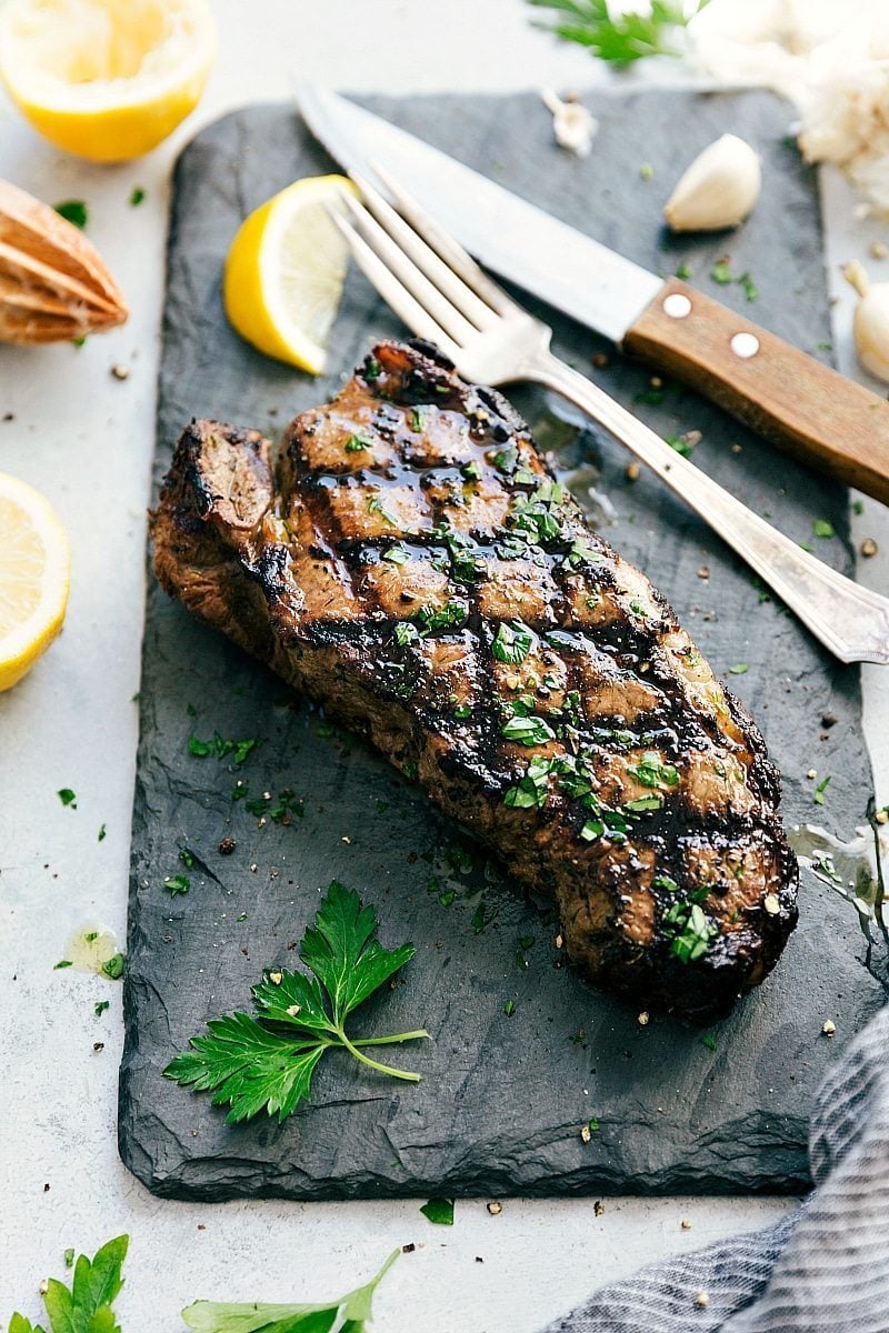 Cooked steak that marinated in steak marinade