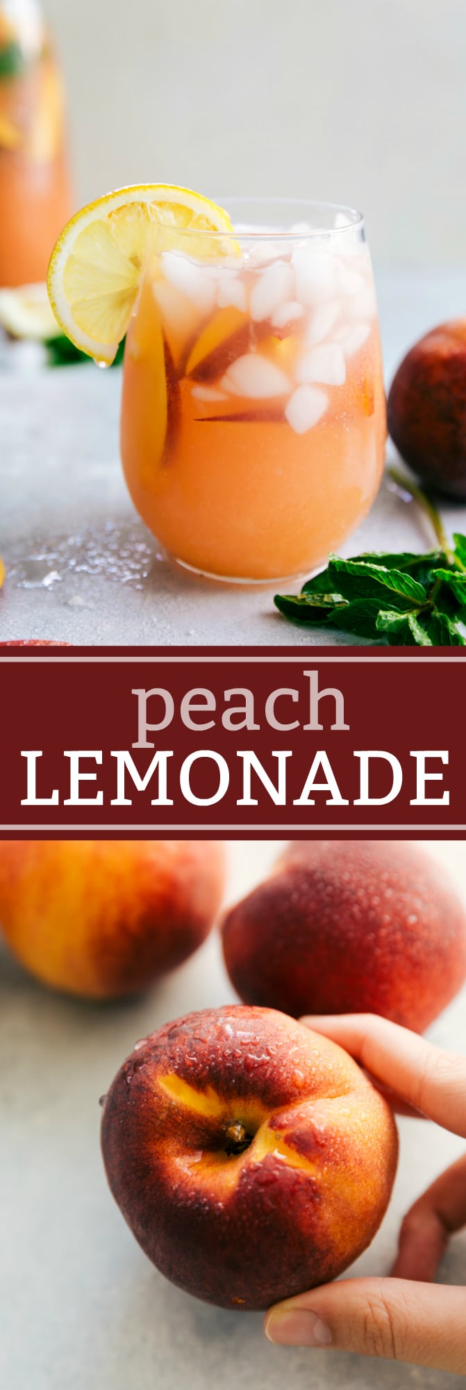 Only 44 calories for a glass of this mega-refreshing and delicious PEACH LEMONADE! via chelseasmessyapron.com