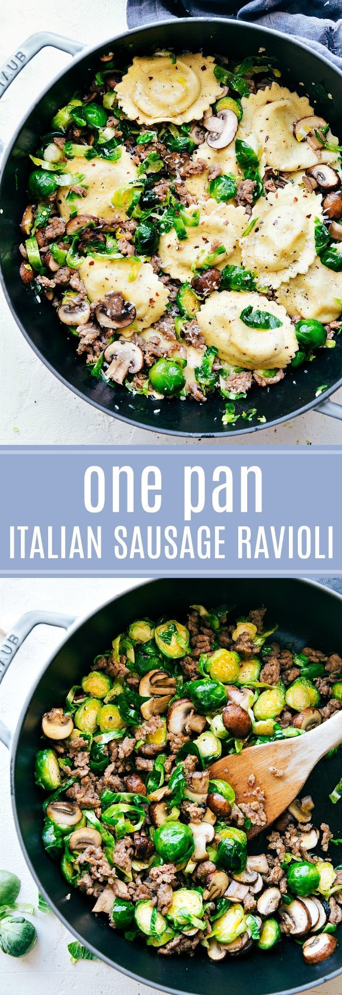 italian sausage and brussels ravioli