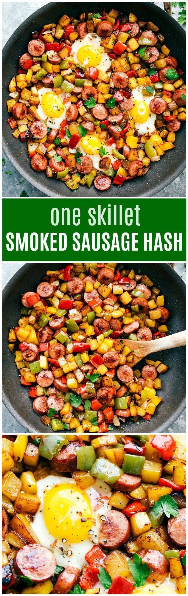 The ultimate best ever ONE POT smoked sausage, potato, and veggie hash! Delicious, healthy, and easy to make! via chelseasmessyapron.com